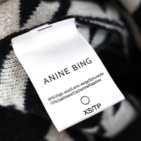 Anine Bing Large Houndstooth Print Grey Black Knit Straight Skirt XS NEW Midi - Picture 8 of 8